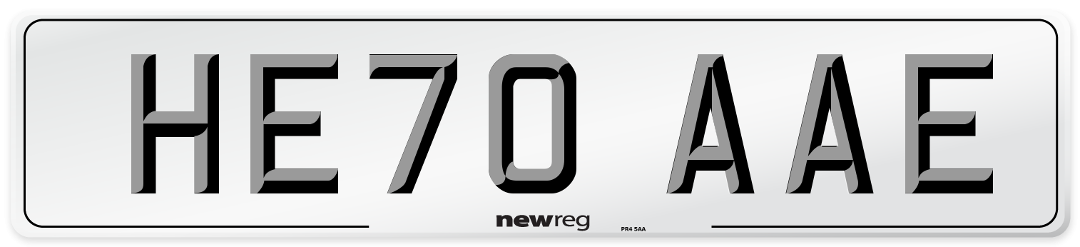 HE70 AAE Number Plate from New Reg
